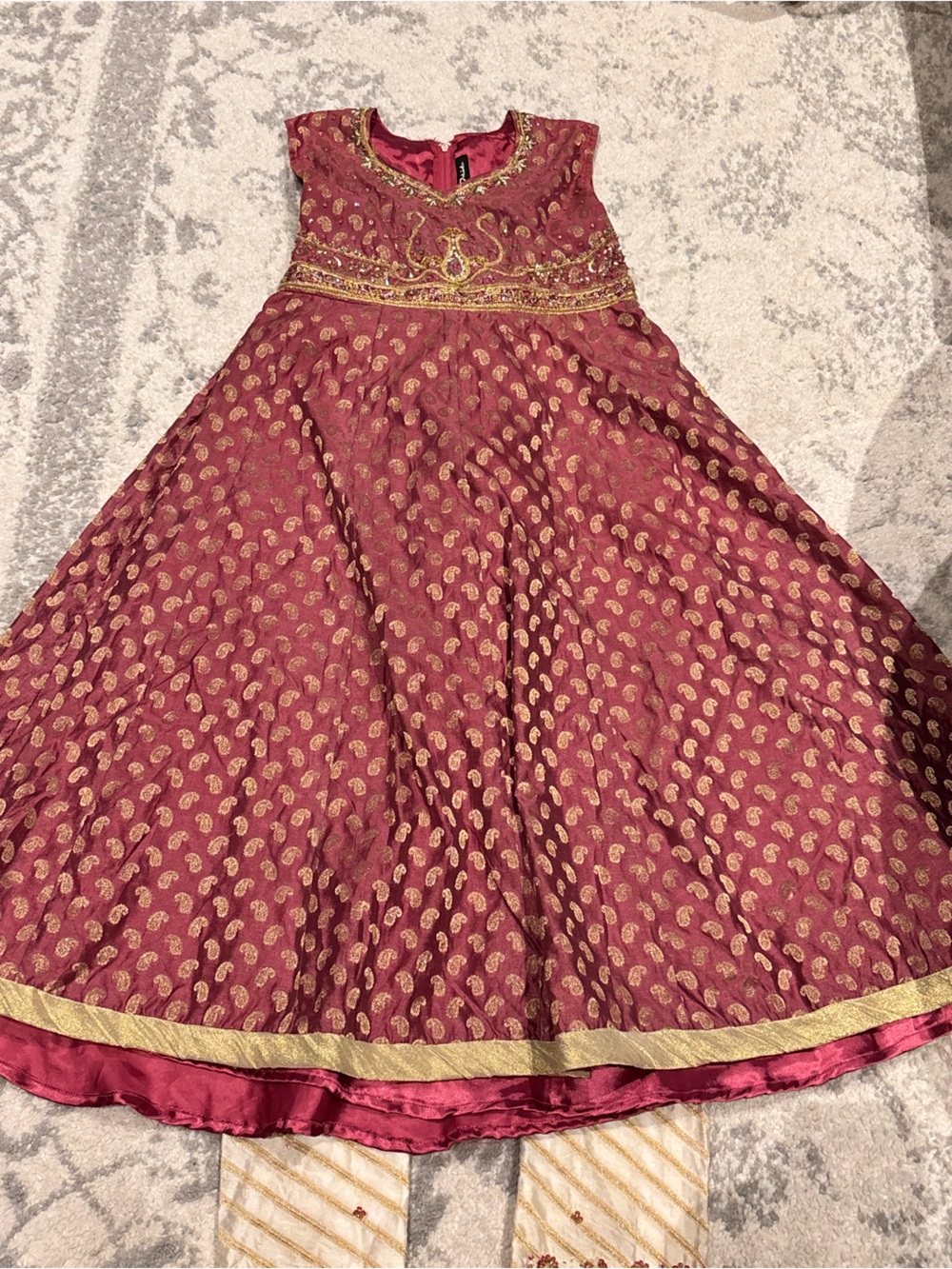 Embroidered Mauve & Gold Anarkali - fits 7-10-year girl